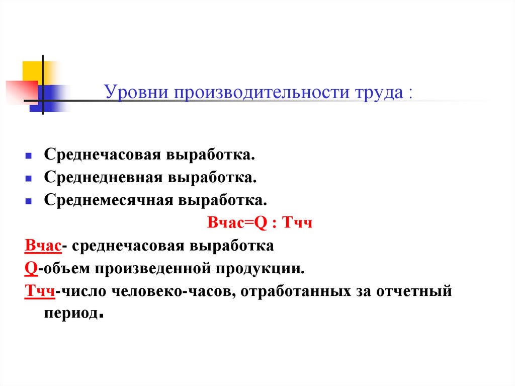 Уровень производительности труда