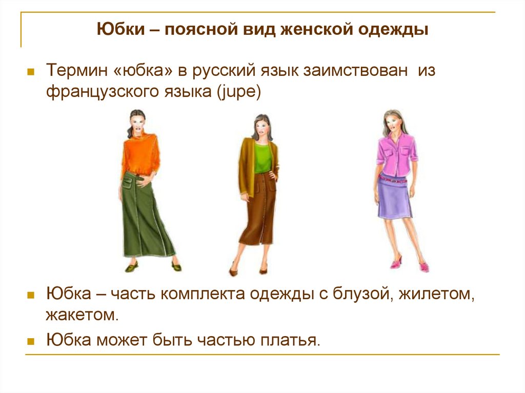 Формы женских юбок. Поясная одежда. Классификация юбок. Виды поясной одежды. Ассортимент поясной одежды.