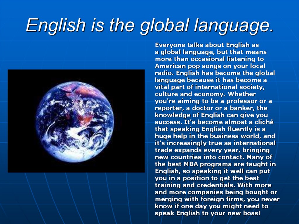 thesis statement about english as global language