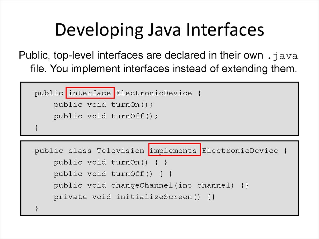 Developing Java Interfaces