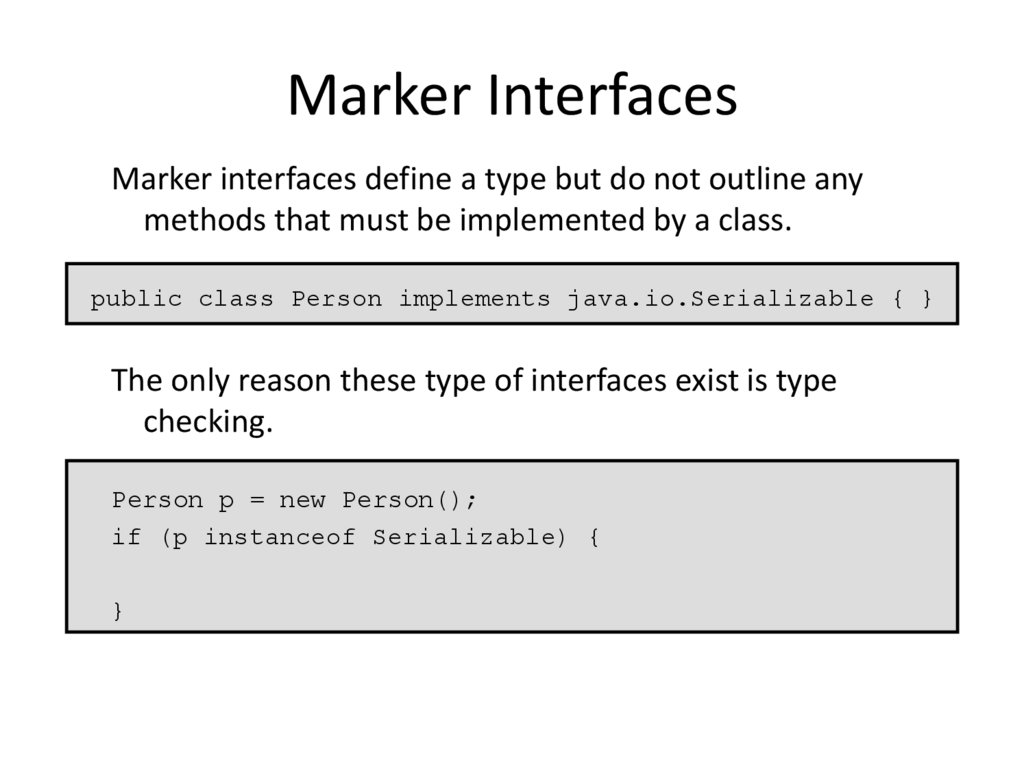 Marker Interfaces