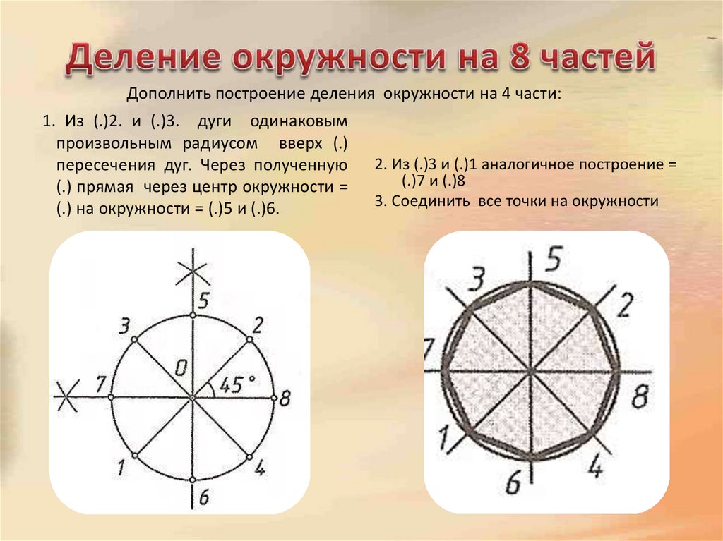 Деление круга на 8. Деление окружности на 8. Разделить окружность на 8 частей. Круг разделенный на восемь частей. Деление окружности на равные части.