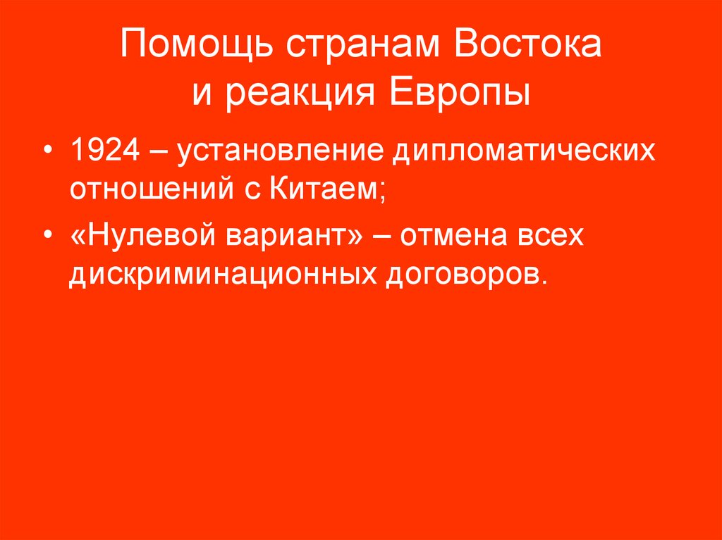 Помощь странам Востока и реакция Европы