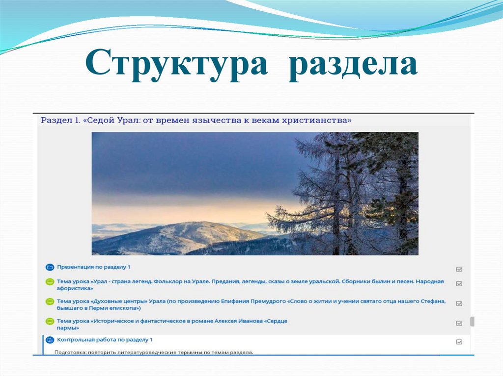 Структура раздела