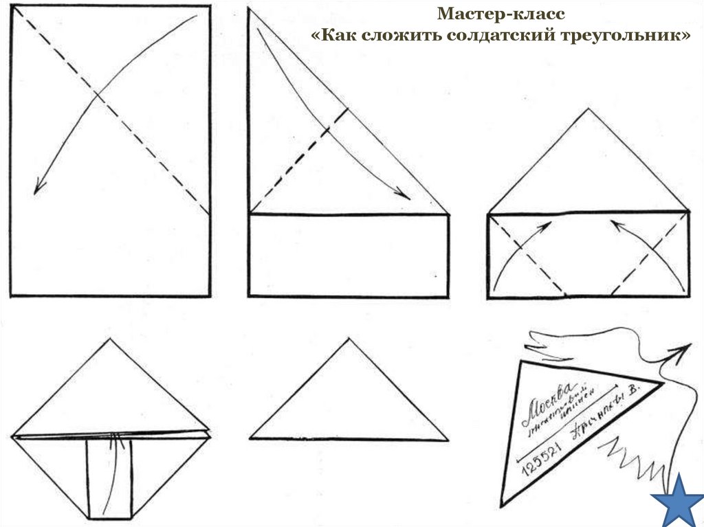 Как сложить солдатский треугольник схема в картинках