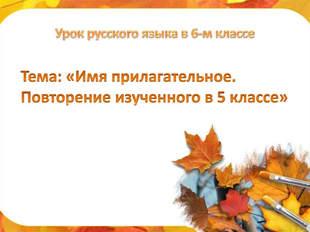 Имя прилагательное повторение изученного в 6 классе урок 6 класс презентация