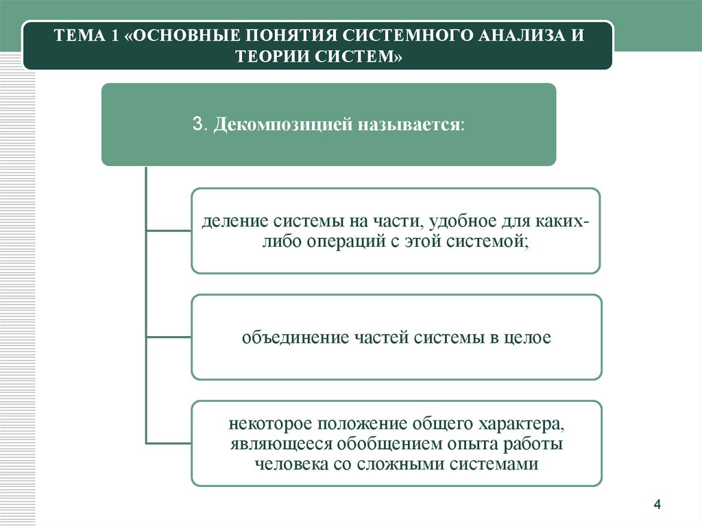 ТЕМА 1 «ОСНОВНЫЕ ПОНЯТИЯ СИСТЕМНОГО АНАЛИЗА И ТЕОРИИ СИСТЕМ»