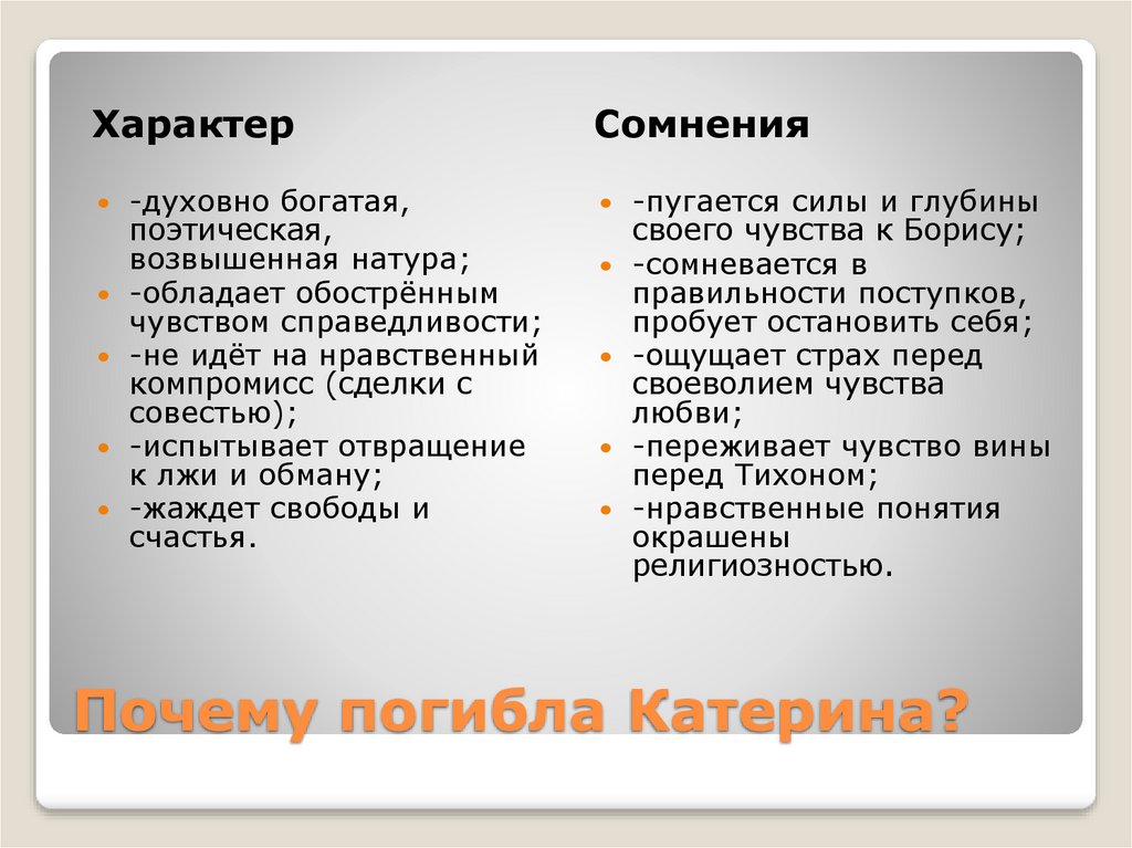 Почему погибла Катерина?