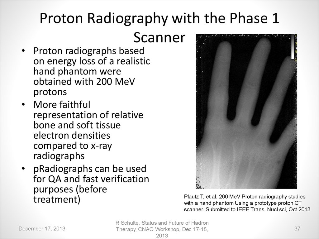 Proton Radiography with the Phase 1 Scanner