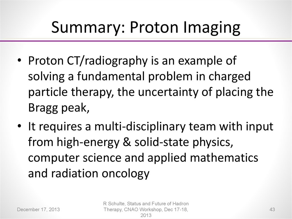 Summary: Proton Imaging