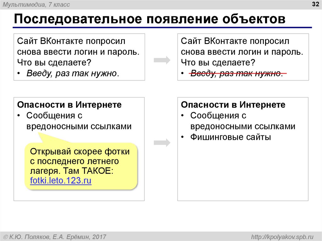 Появление объекта