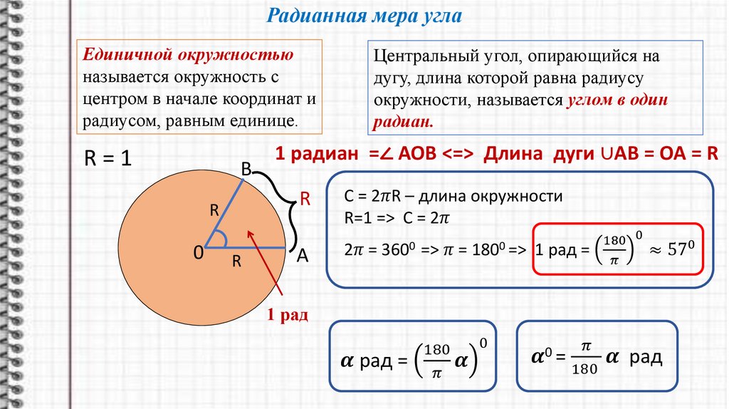 1 радиан на окружности. Радианная мера угла. Понятие угла радианная мера угла. Поворот точки вокруг начала координат. Тригонометрические функции радианная мера угла.