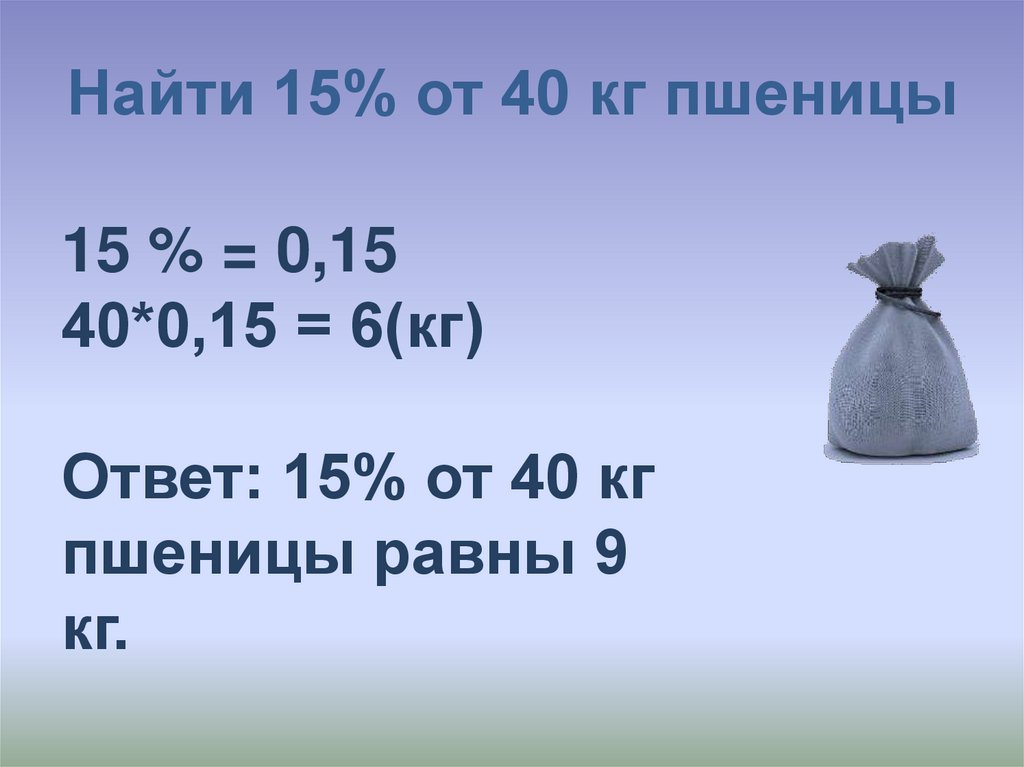 При помоле пшеницы получается 80 процентов. 5% Пшеницы -сколько в кг.