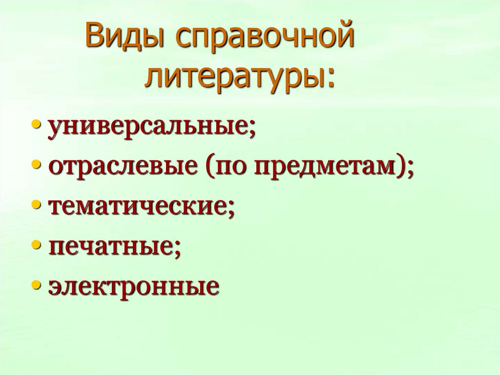 Виды справочной литературы