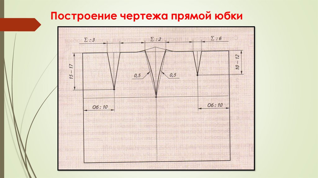 Чертеж прямой юбки 7 класс