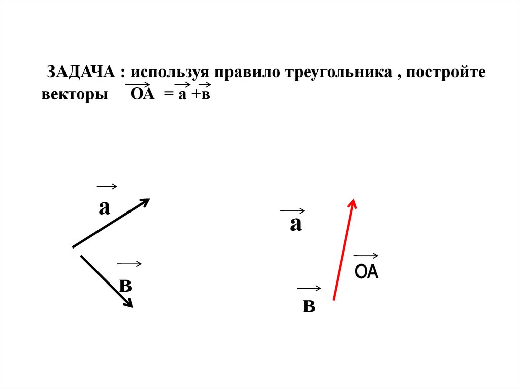 С помощью правила треугольника постройте сумму векторов а и б изображенных на рисунке 118