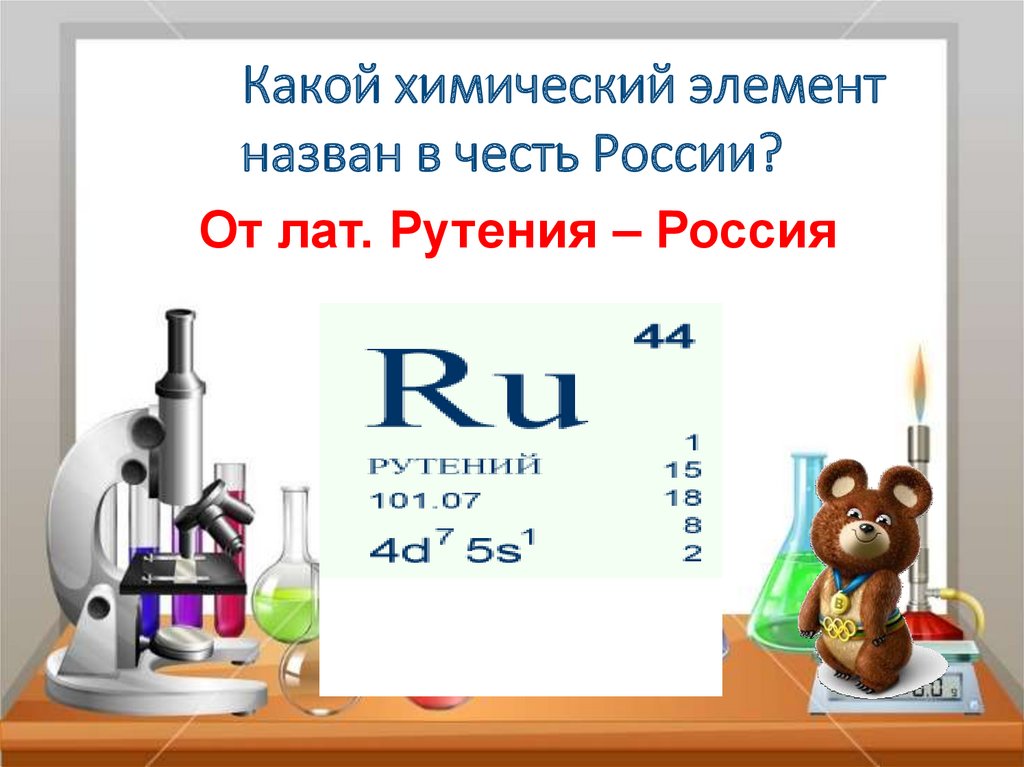 Элемент назван в честь россии. Химический элемент названный в честь России. Хим элемент в честь России. Какой химический элемент был назван в честь России. Химические элементы названные в честь.