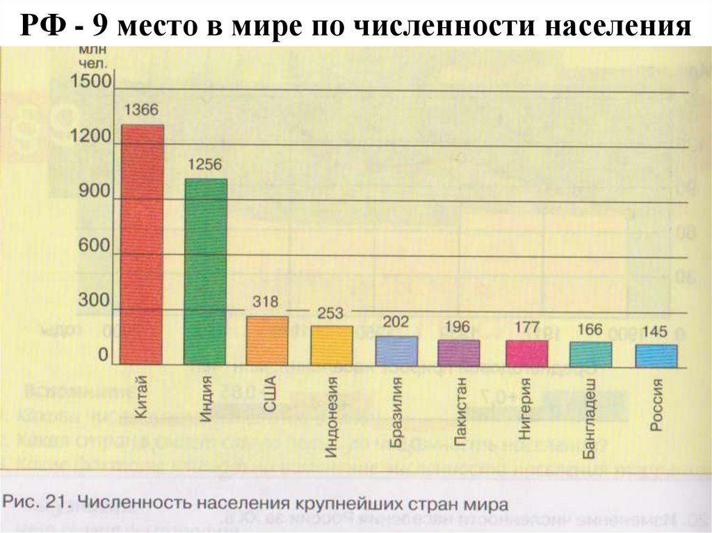 РФ - 9 место в мире по численности населения