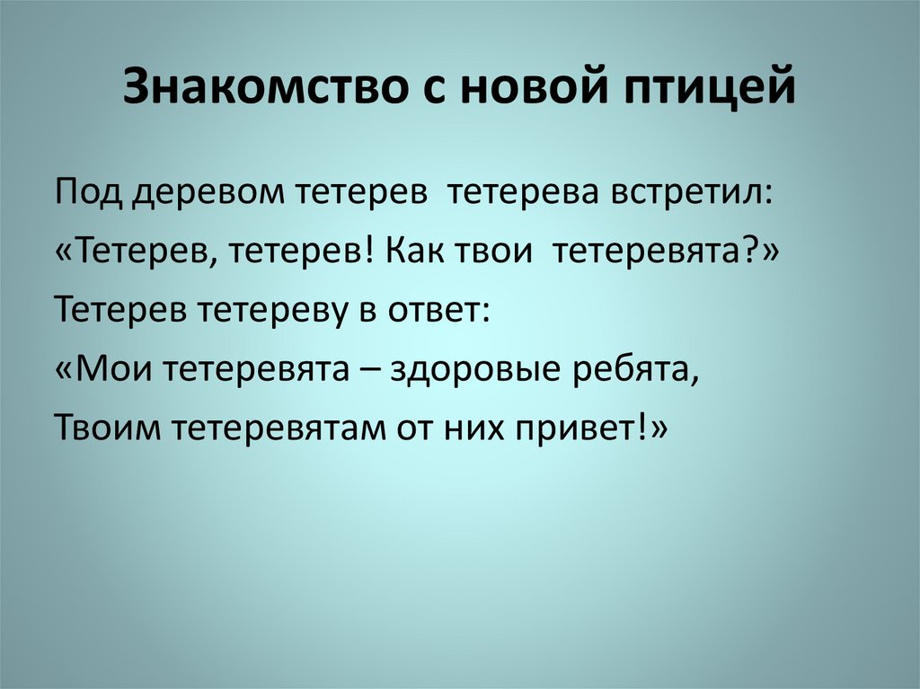 Знакомство с новой птицей