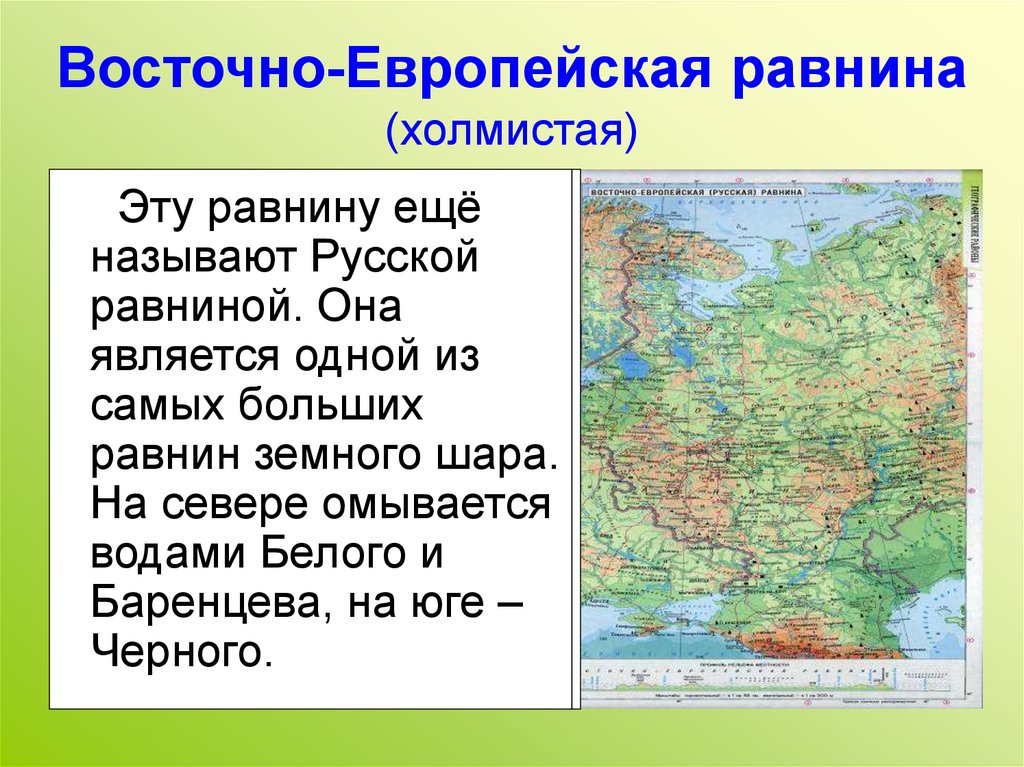 Описание русской равнины по плану 8 класс