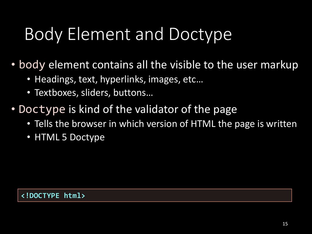 Body Element and Doctype