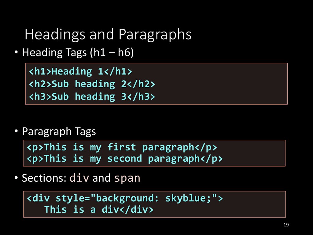 Headings and Paragraphs