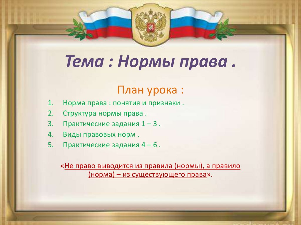 Сложный план нормы права