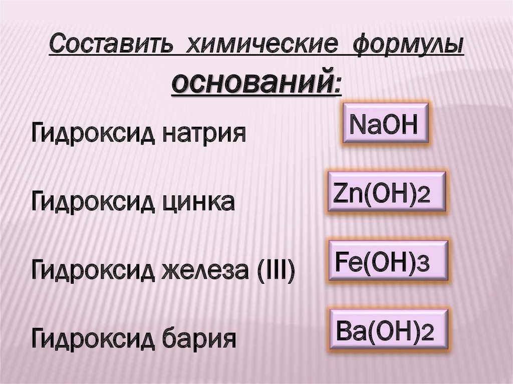 Формулы гидроксидов натрия и бария