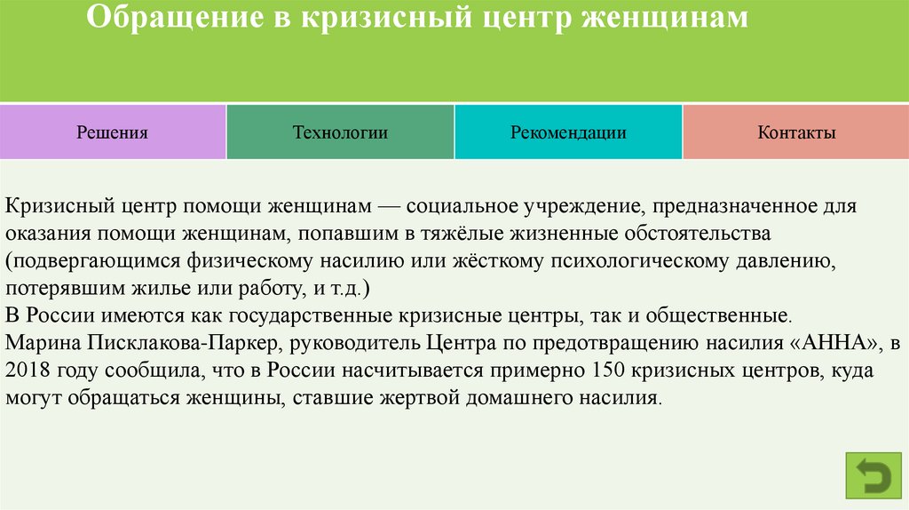 Обращение в кризисный центр женщинам - презентацияонлайн