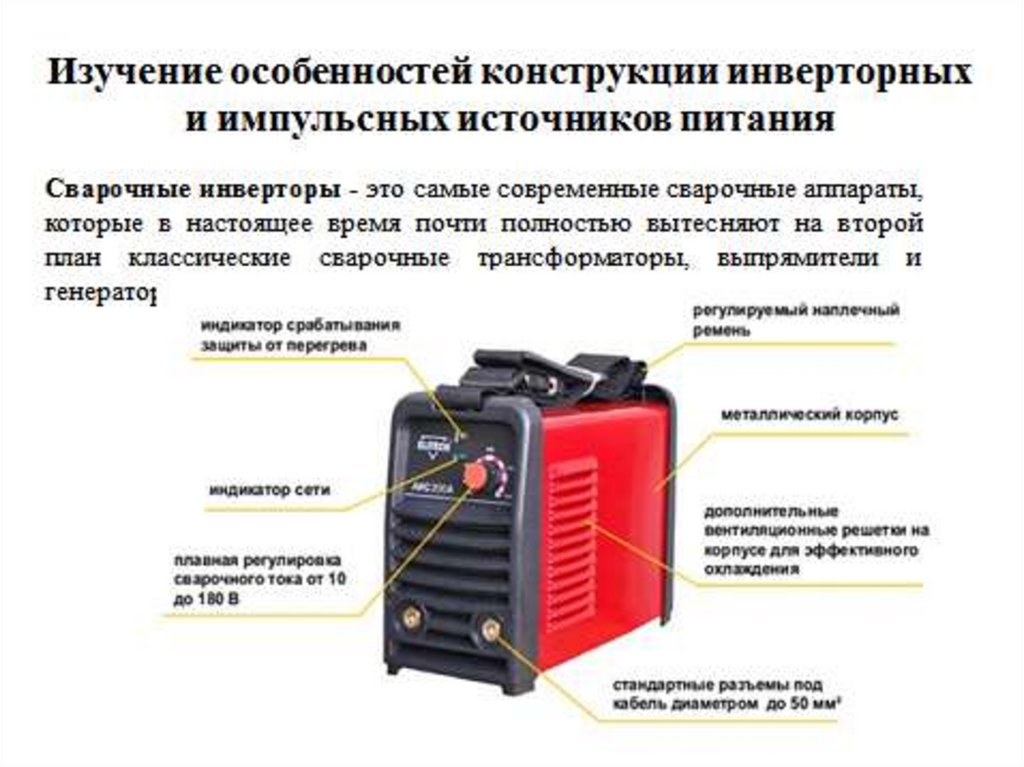 Сравнение сварочных аппаратов. Схема инверторного источника питания сварочной дуги. Инверторный сварочный аппарат Ресанта САИ 190, ток. Устройство инверторного сварочного аппарата схема. Из чего состоит сварочный инвертор.