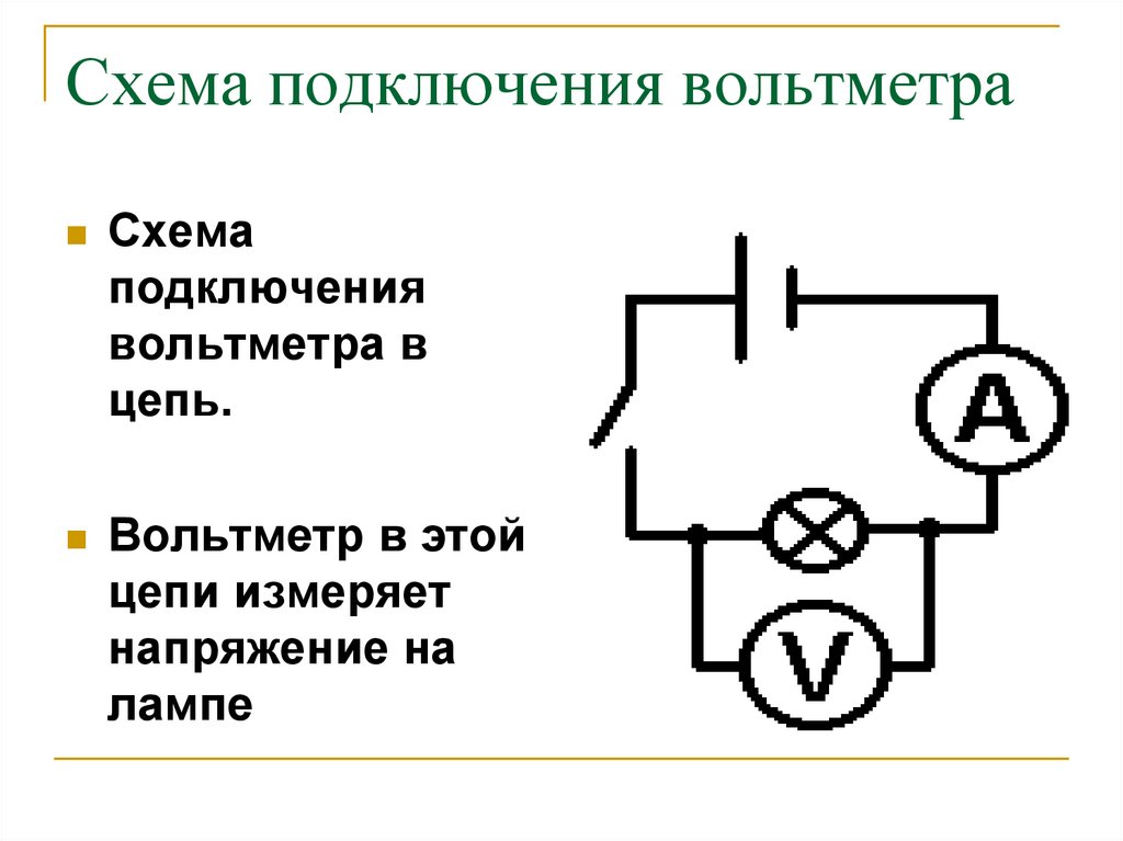 Для измерения электрических соединений. Принципиальная схема подключения лампочки амперметра и вольтметра. Схема включения амперметра и вольтметра в Эл. Цепи. Вольтметр схема подключения в электрической цепи. Схема вольтметра измеряющего напряжения на электрической лампе.