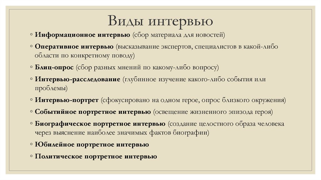 Виды интервью