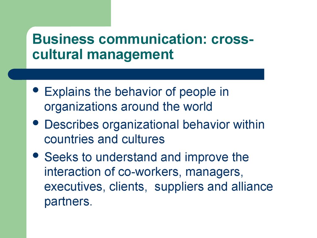 Business communication: cross-cultural management