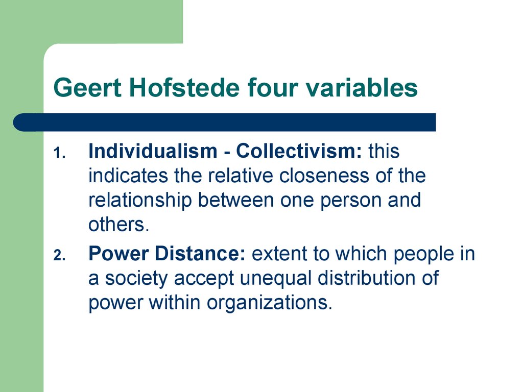 Geert Hofstede four variables