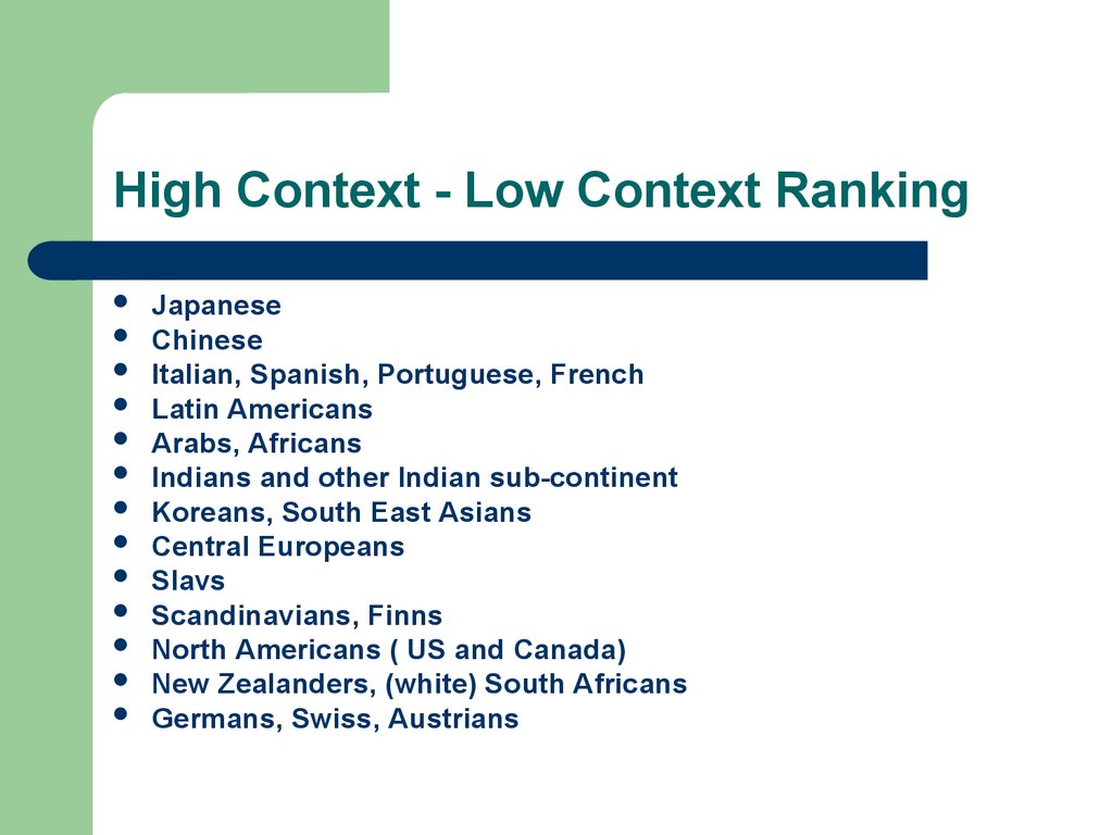 High Context - Low Context Ranking