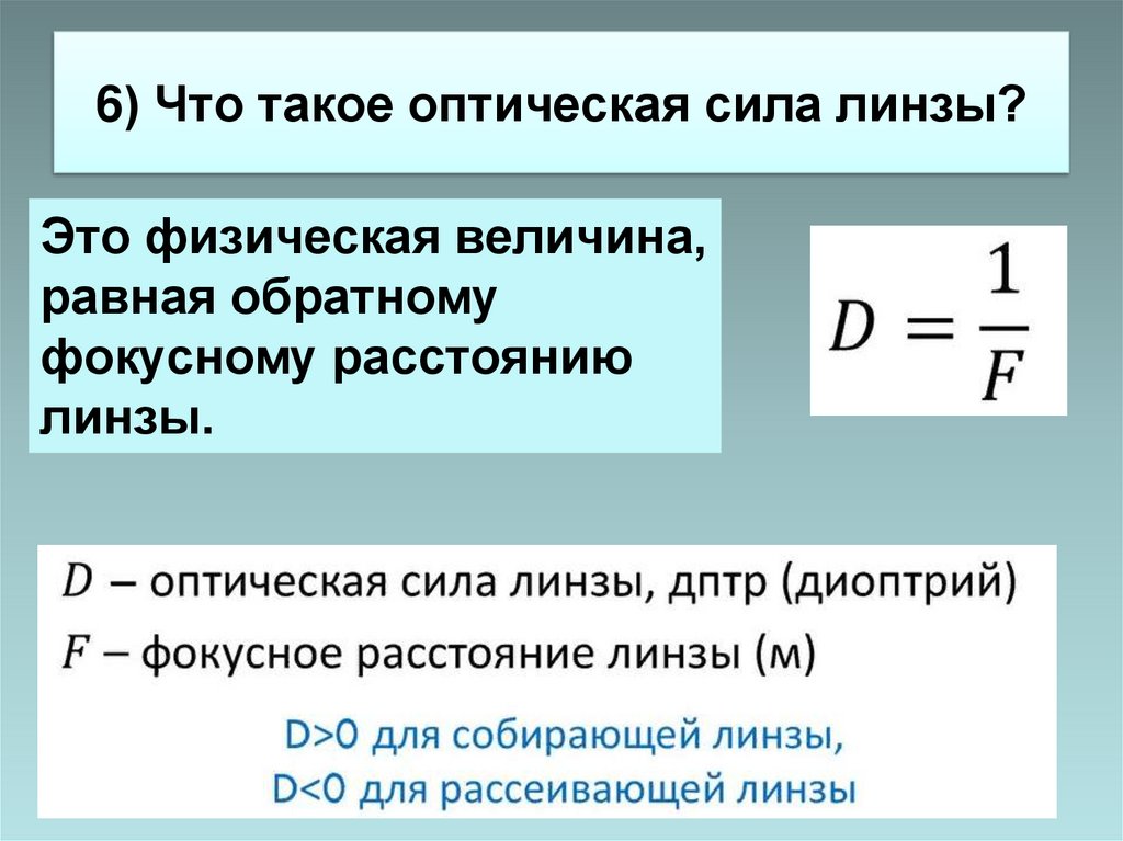 Оптическая сила собирающей линзы