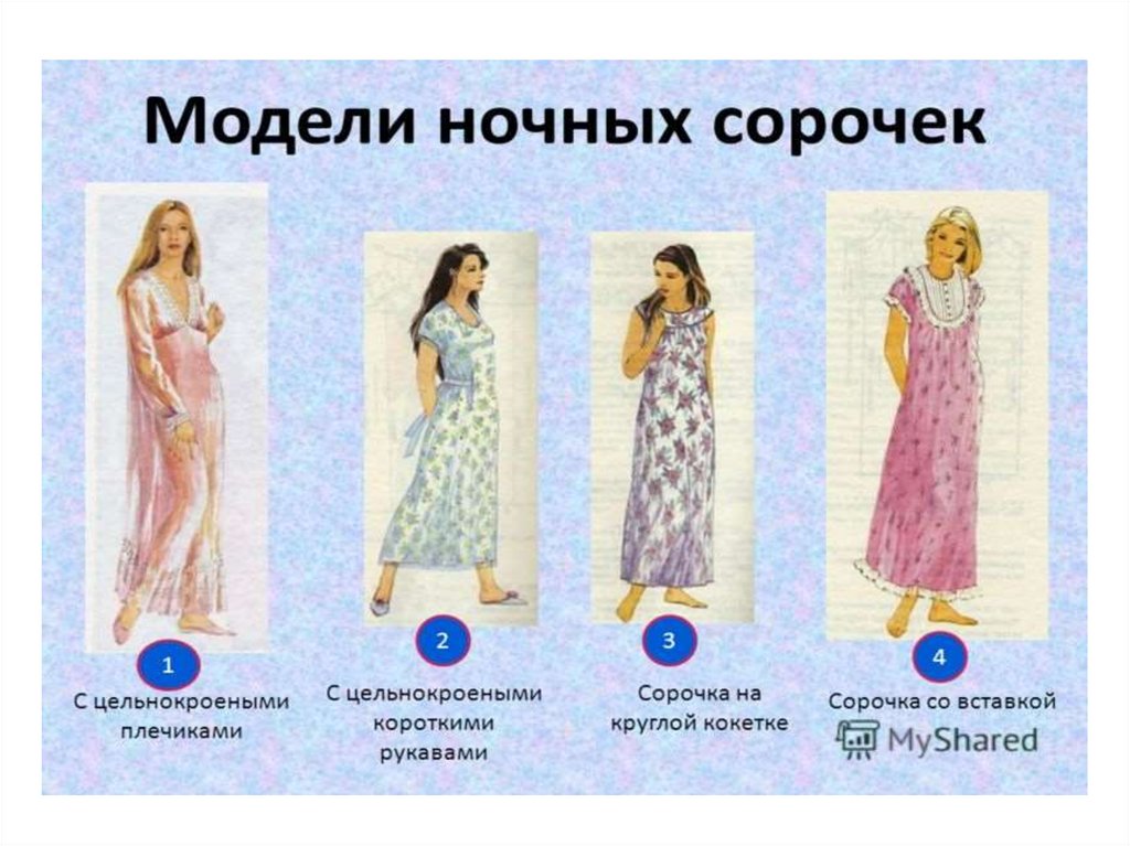 Рисунки модели ночных сорочек