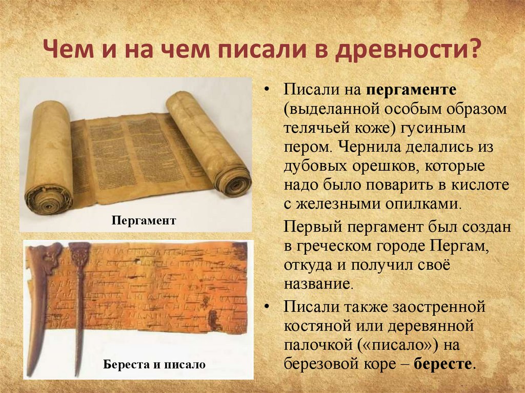 На чем писали в древности. Пишет на пергаменте. Чем писали на пергамене?.