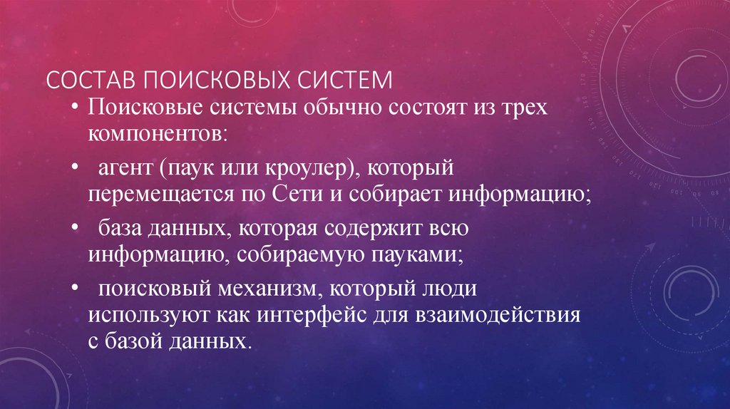 Состав поисковых систем схема