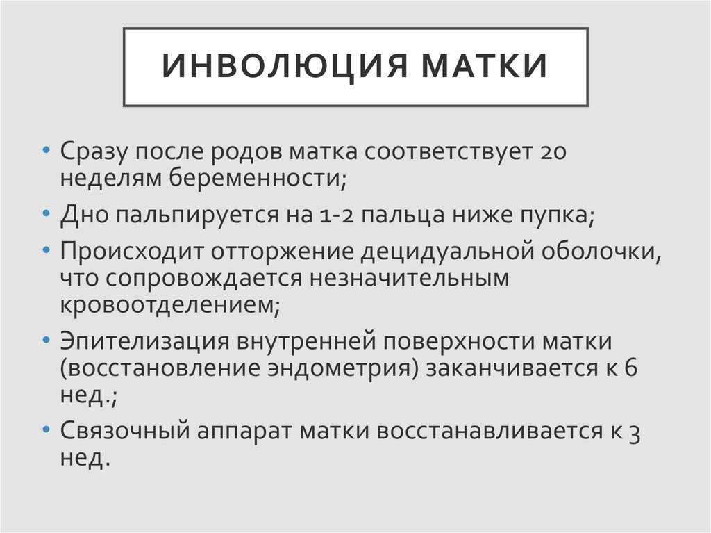 Инволюция в послеродовом периоде