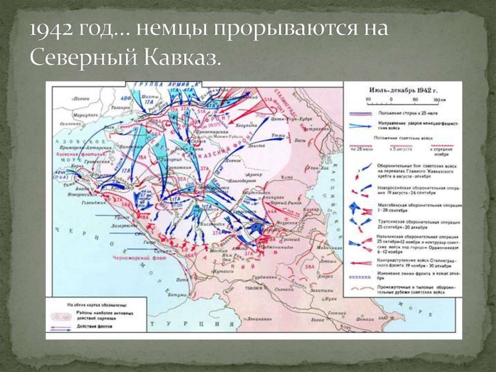 Карта битва за кавказ 1942 1943 гг