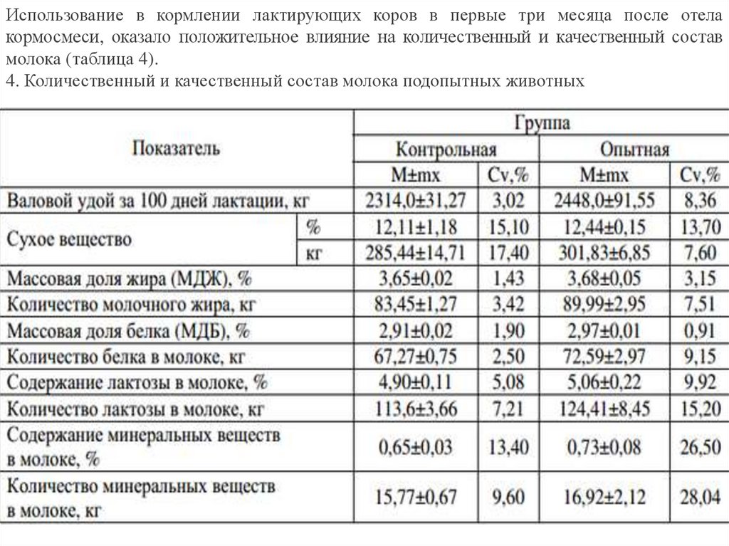 Схема лактации коровы