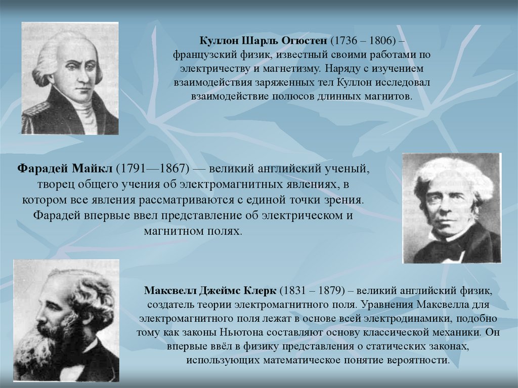 В электромагнитную картину мира идею пространства и времени ввел