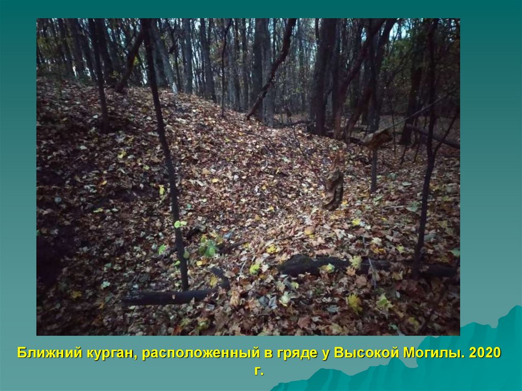 Ближний курган, расположенный в гряде у Высокой Могилы. 2020 г.