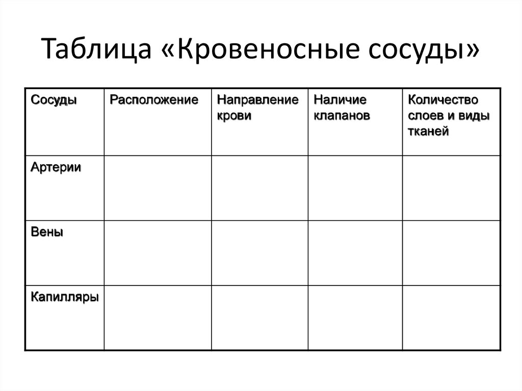 Наличие клапанов. Строение и функции кровеносных сосудов таблица. Таблица по кровеносным сосудам 8 класс. Кровеносные сосуды таблица. Кровеносные сосуды сравнительная таблица.