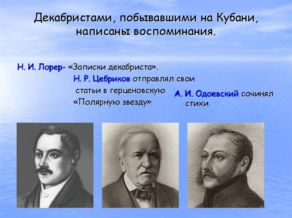 Декабристы на кубани презентация 9 класс