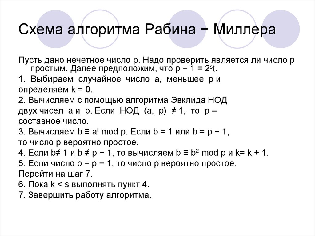 Тест миллера рабина. Алгоритм Миллера Рабина.