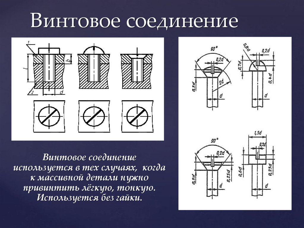 Винтовое соединение. Соединение винтом чертеж формулы. Винтовое соединение чертеж. Расчет винтового соединения.