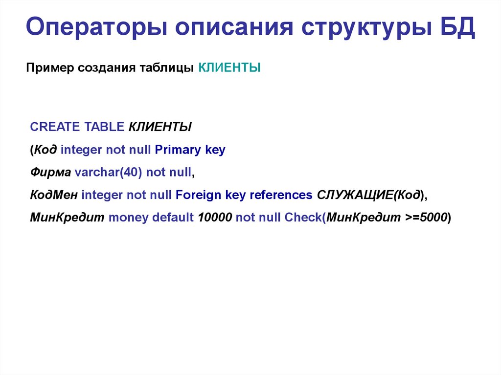 Оператор описания данных. Операторы описания. Операторы описания main. Опишите операторы работы с файлами. Операторы для изменения структуры базы данный.