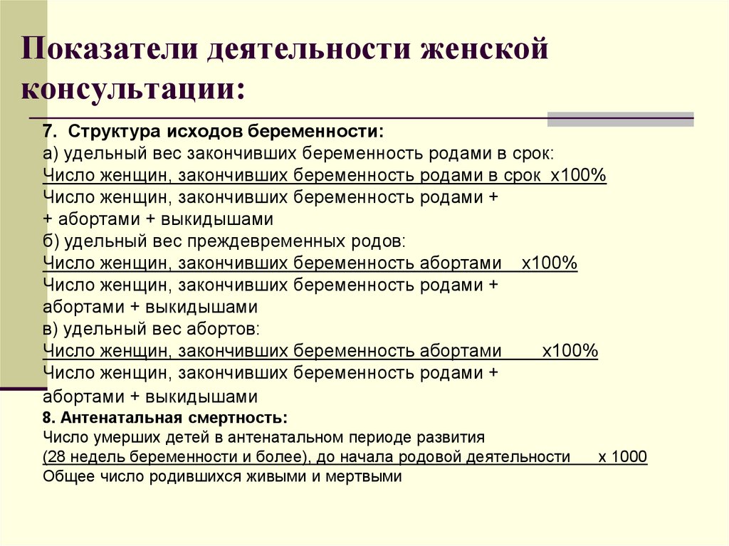 План женской консультации